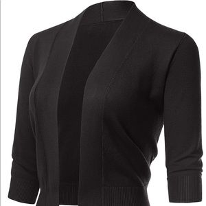 3/4 Sleeve Open Front Cropped Cardigan